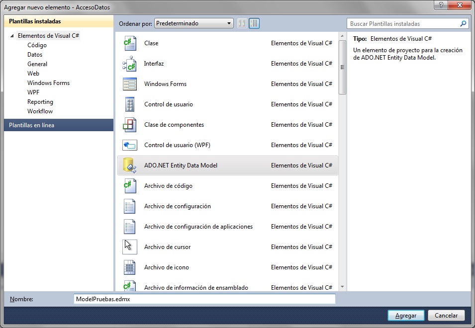 Creación del archivo edmx (EF)